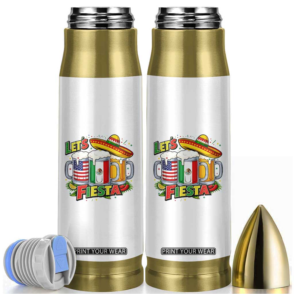 Funny Beer Drinking Cinco De Mayo Party Gift Bullet Tumbler Lets Fiesta TS12 White Print Your Wear
