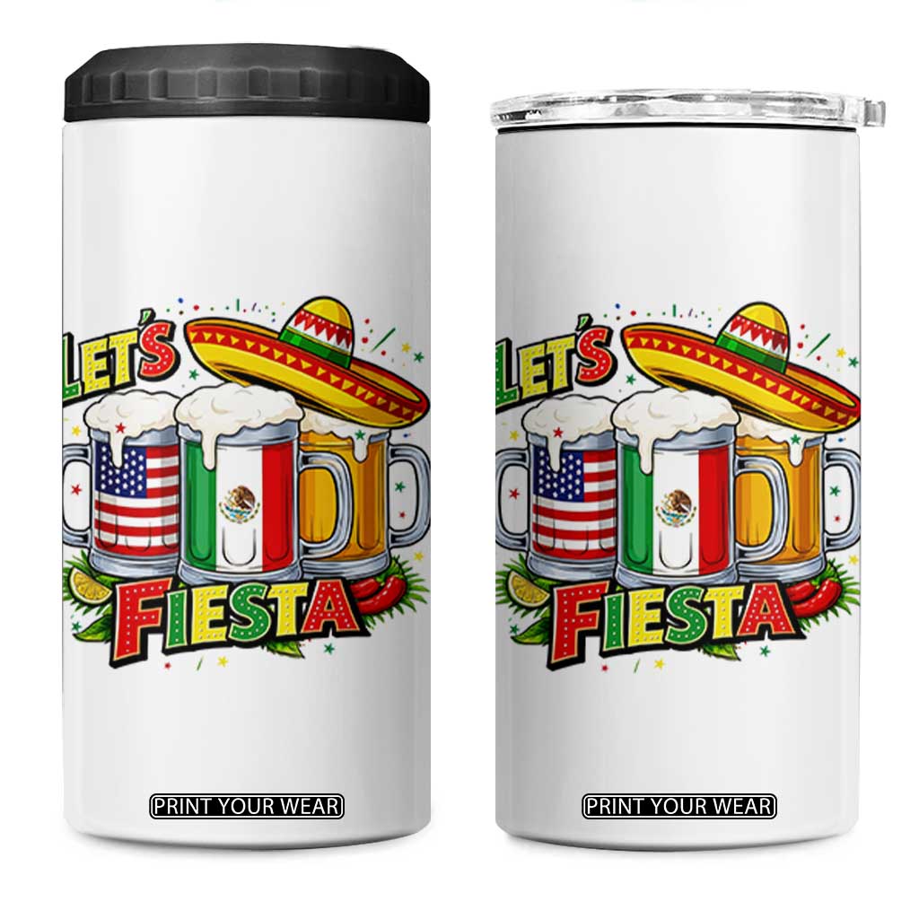 Funny Beer Drinking Cinco De Mayo Party Gift 4 in 1 Can Cooler Tumbler Lets Fiesta TS12 One Size: 16 oz White Print Your Wear