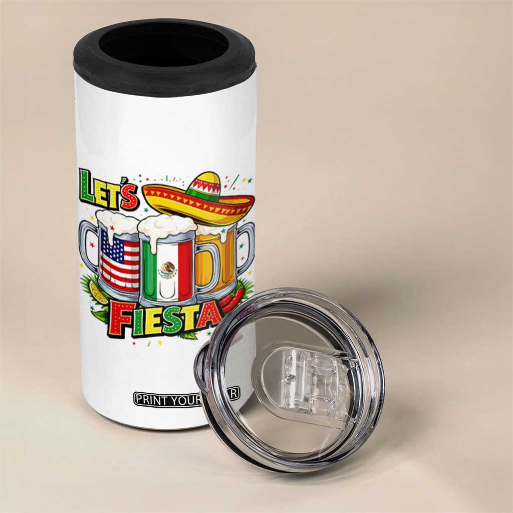 Funny Beer Drinking Cinco De Mayo Party Gift 4 in 1 Can Cooler Tumbler Lets Fiesta TS12 Print Your Wear