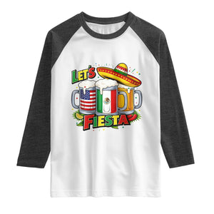 Funny Beer Drinking Cinco De Mayo Party Gift Raglan Shirt Lets Fiesta TS12 White Heather Charcoal Print Your Wear