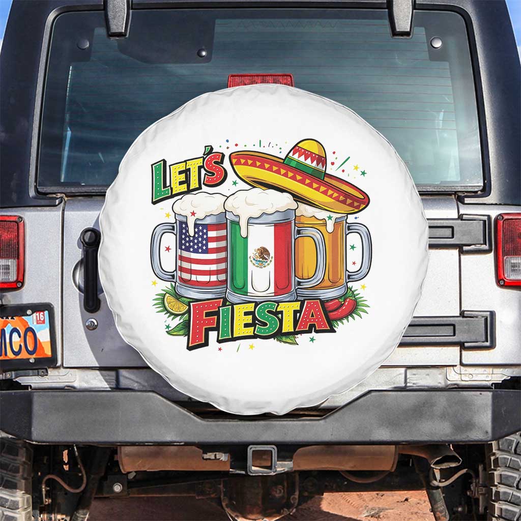 Funny Beer Drinking Cinco De Mayo Party Gift Spare Tire Cover Lets Fiesta TS12 No hole White Print Your Wear