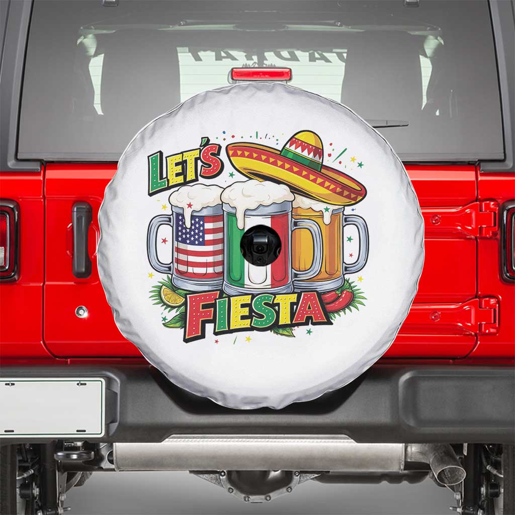 Funny Beer Drinking Cinco De Mayo Party Gift Spare Tire Cover Lets Fiesta TS12 White Print Your Wear