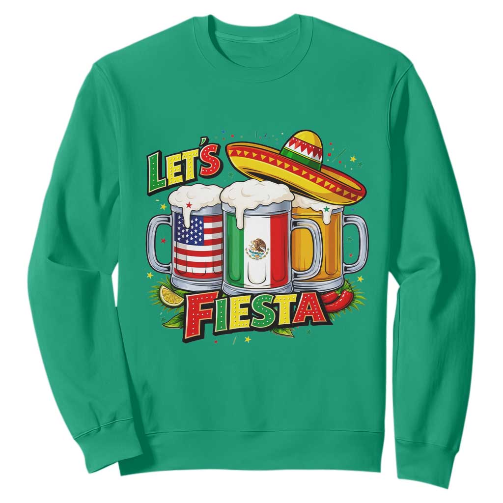 Funny Beer Drinking Cinco De Mayo Party Gift Sweatshirt Lets Fiesta TS12 Irish Green Print Your Wear