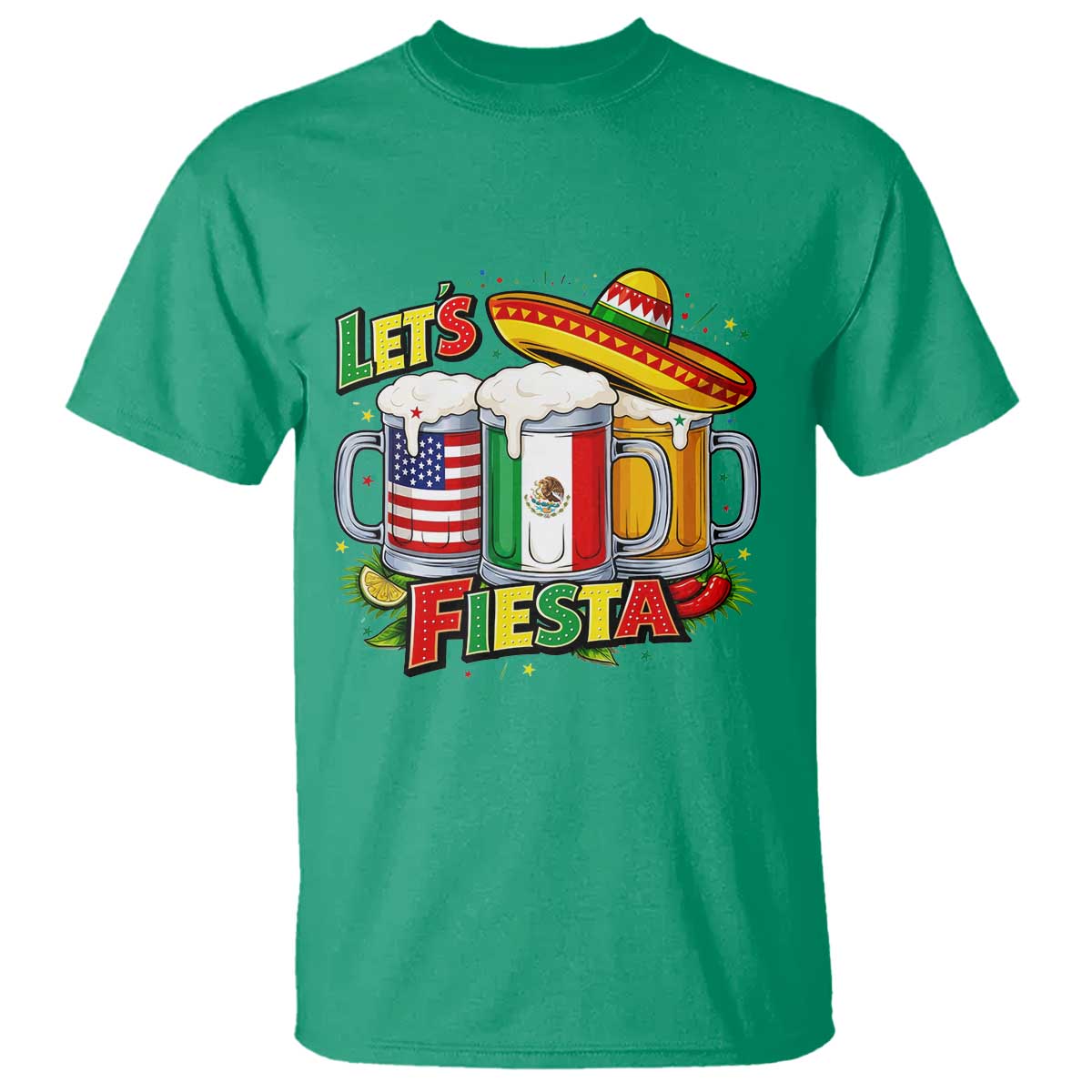 Funny Beer Drinking Cinco De Mayo Party Gift T Shirt Lets Fiesta TS12 Irish Green Print Your Wear