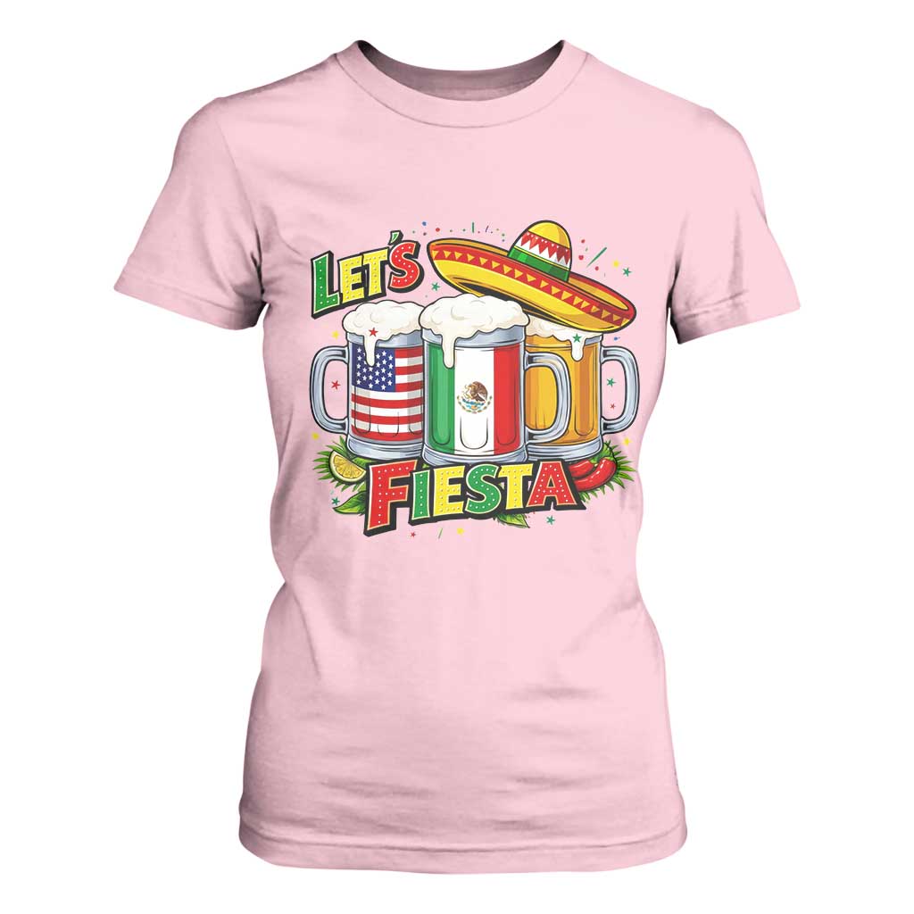 Funny Beer Drinking Cinco De Mayo Party Gift T Shirt For Women Lets Fiesta TS12 Light Pink Print Your Wear