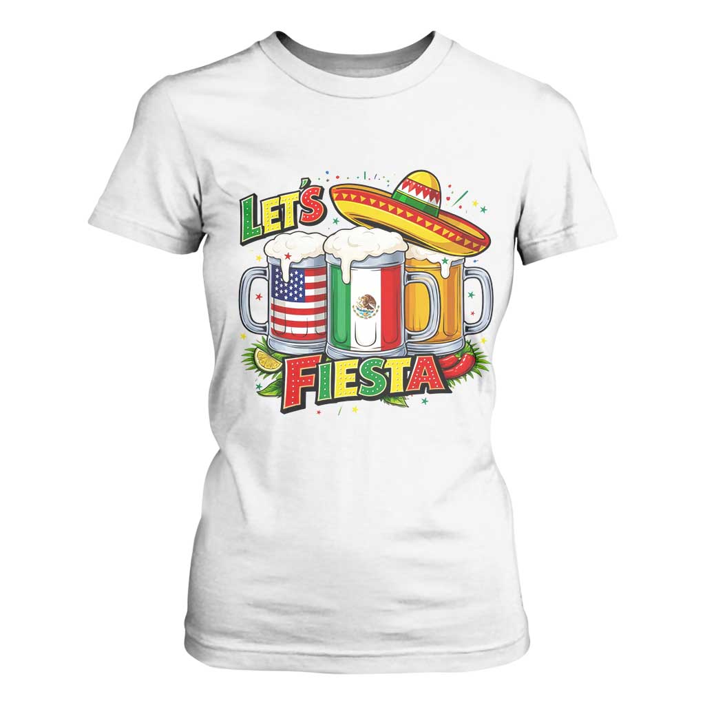 Funny Beer Drinking Cinco De Mayo Party Gift T Shirt For Women Lets Fiesta TS12 White Print Your Wear