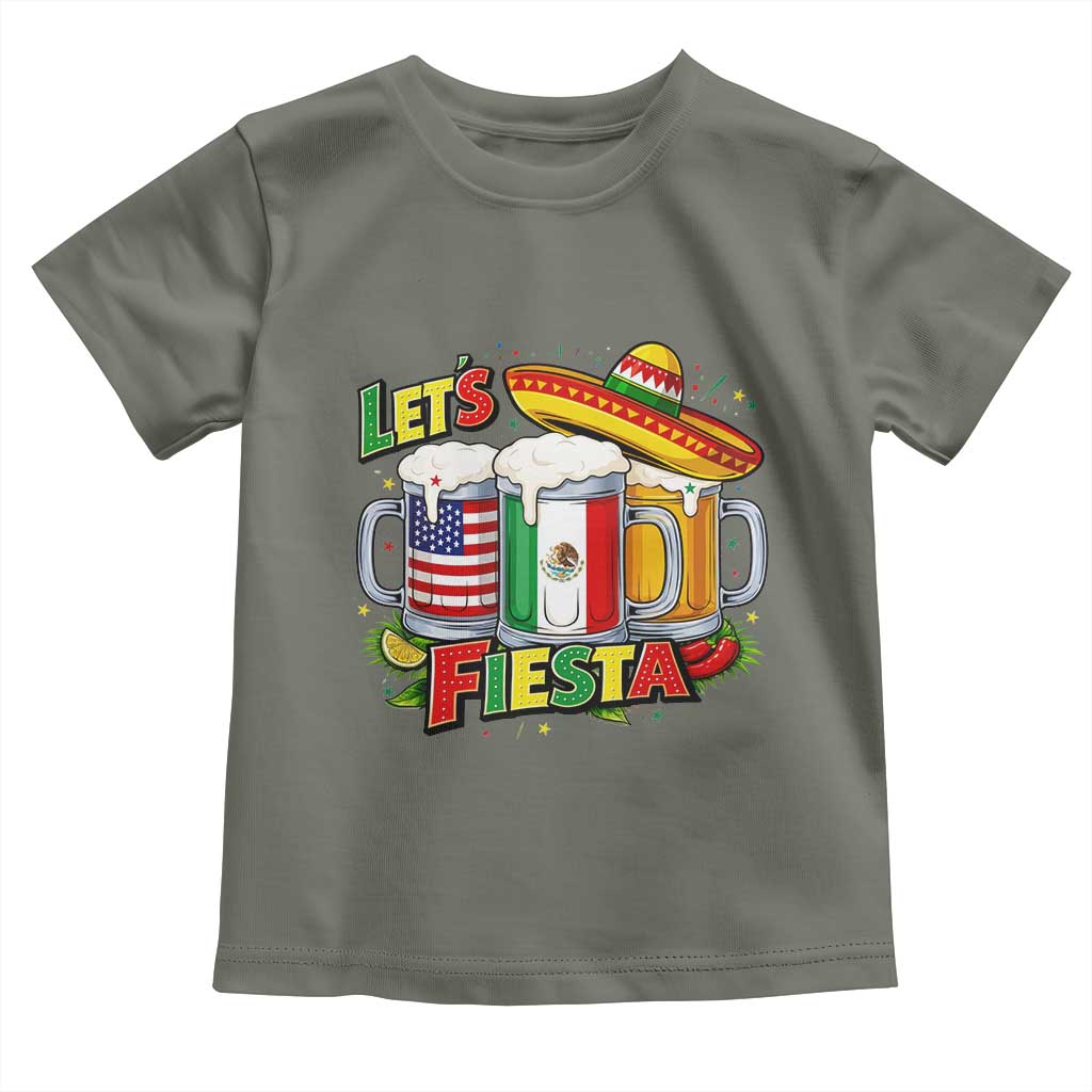 Funny Beer Drinking Cinco De Mayo Party Gift Toddler T Shirt Lets Fiesta TS12 Military Green Print Your Wear