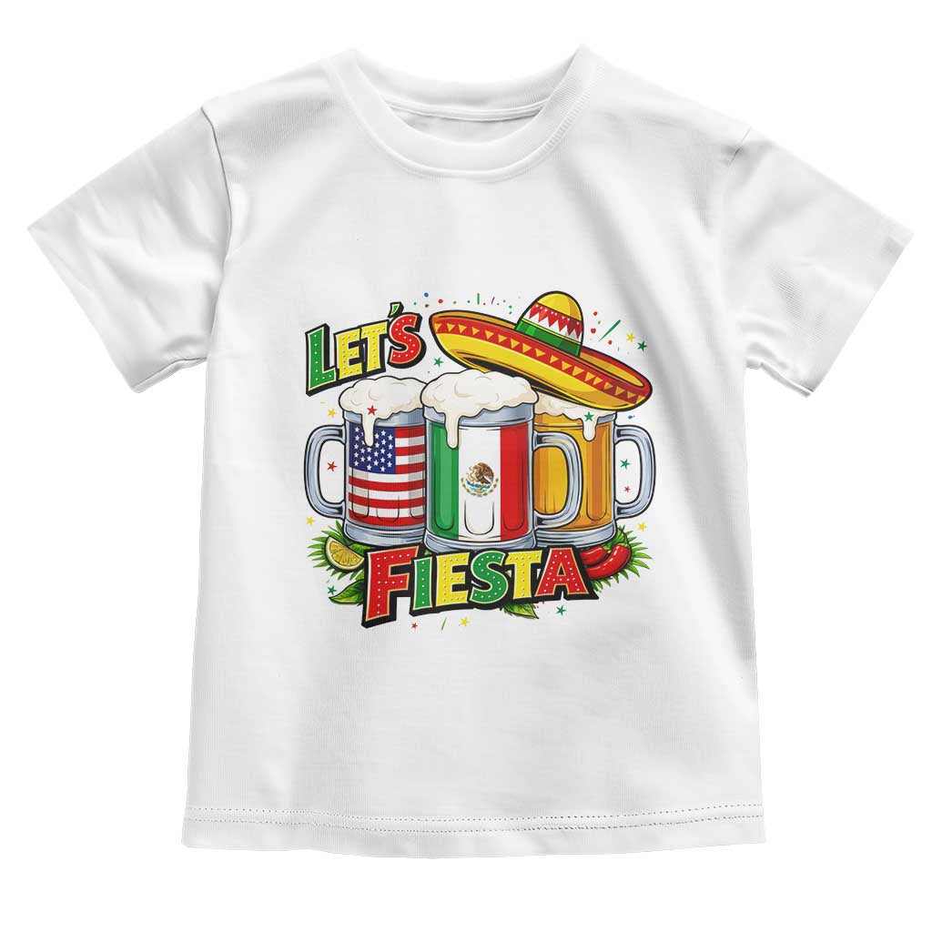 Funny Beer Drinking Cinco De Mayo Party Gift Toddler T Shirt Lets Fiesta TS12 White Print Your Wear