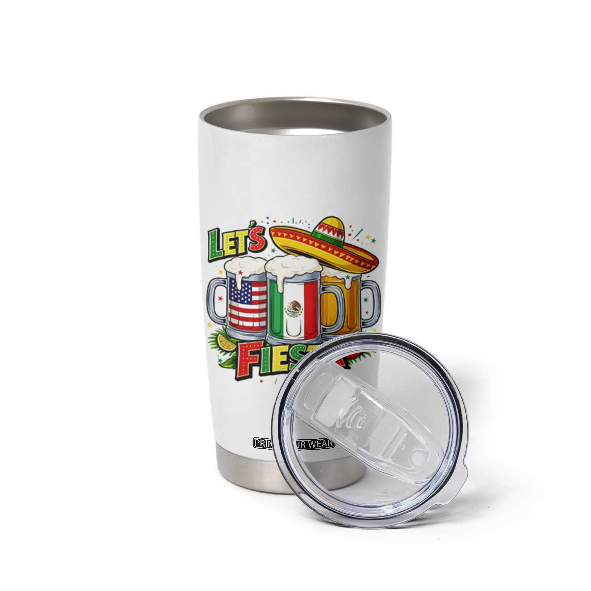 Funny Beer Drinking Cinco De Mayo Party Gift Tumbler Cup Lets Fiesta TS12 Print Your Wear