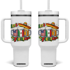 Funny Beer Drinking Cinco De Mayo Party Gift Tumbler With Handle Lets Fiesta TS12 One Size: 40 oz White Print Your Wear