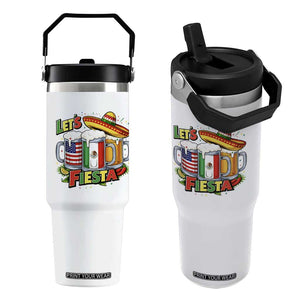 Funny Beer Drinking Cinco De Mayo Party Gift Flip Straw Tumbler Lets Fiesta TS12 One Size: 30 oz White Print Your Wear