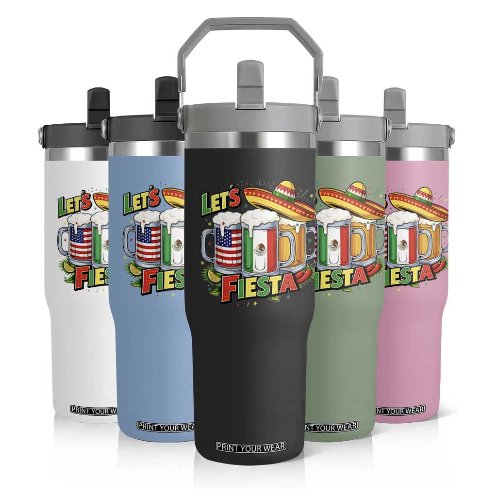 Funny Beer Drinking Cinco De Mayo Party Gift Flip Straw Tumbler Lets Fiesta TS12 Print Your Wear