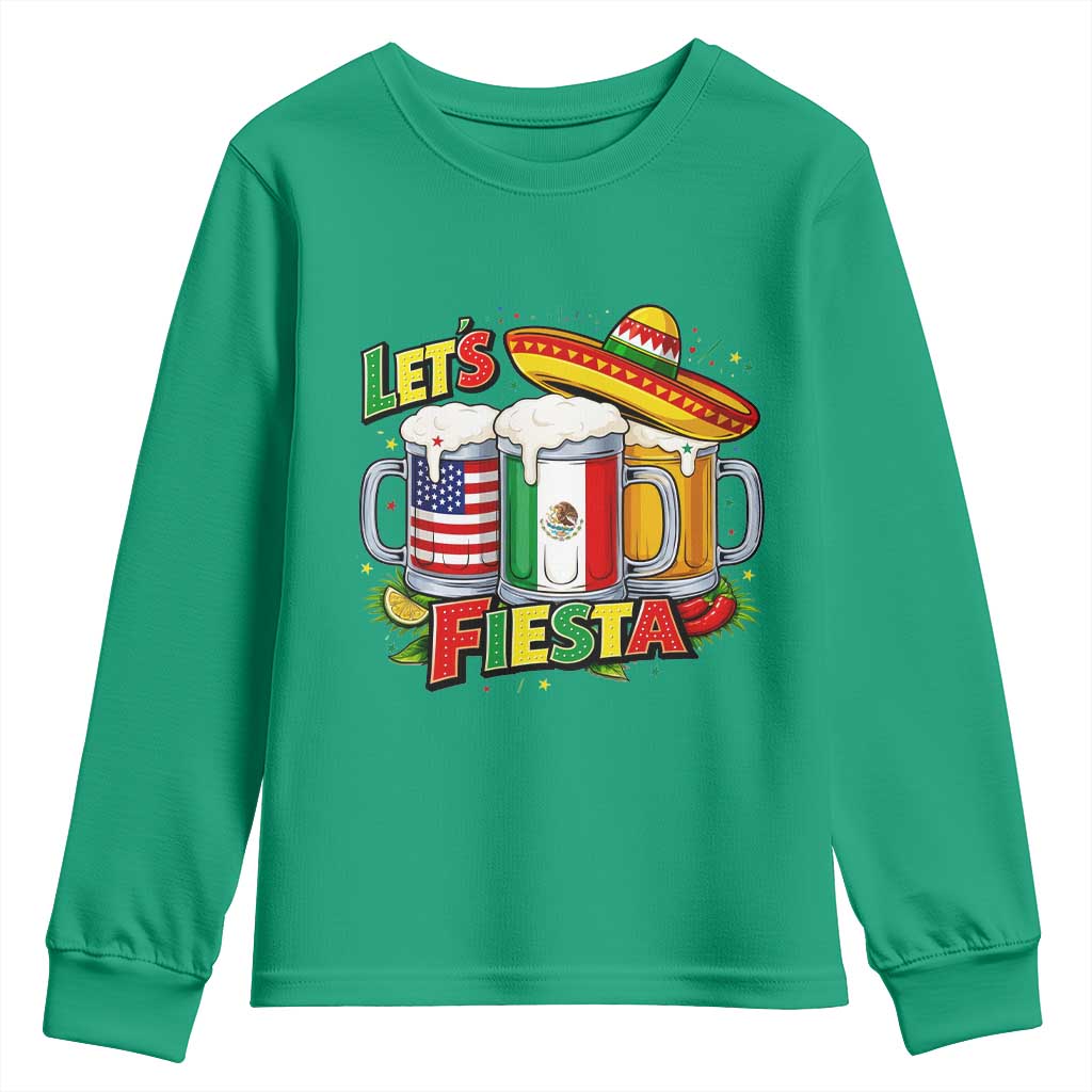 Funny Beer Drinking Cinco De Mayo Party Gift Youth Sweatshirt Lets Fiesta TS12 Irish Green Print Your Wear