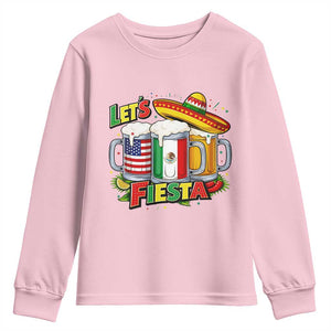 Funny Beer Drinking Cinco De Mayo Party Gift Youth Sweatshirt Lets Fiesta TS12 Light Pink Print Your Wear