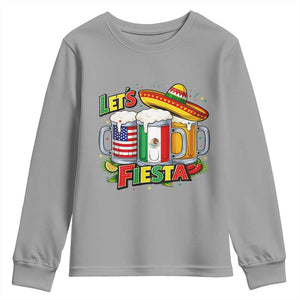 Funny Beer Drinking Cinco De Mayo Party Gift Youth Sweatshirt Lets Fiesta TS12 Sport Gray Print Your Wear