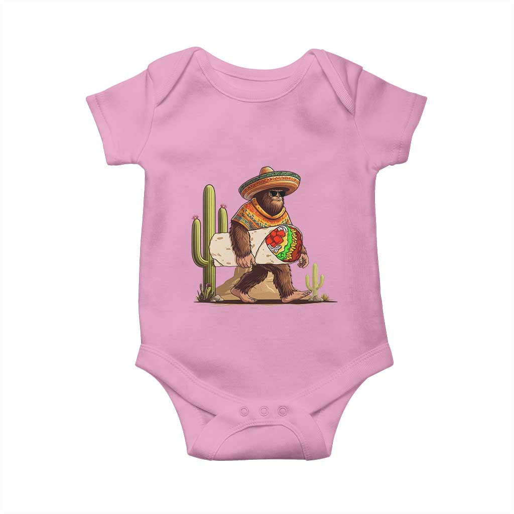 Funny Cinco De Mayo Bigfoot Burrito Lover Gift Baby Onesie TS12 Light Pink Print Your Wear