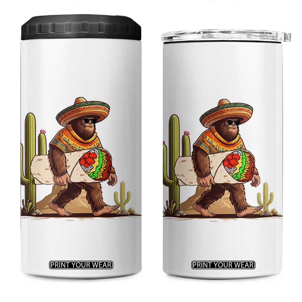 Funny Cinco De Mayo Bigfoot Burrito Lover Gift 4 in 1 Can Cooler Tumbler TS12 One Size: 16 oz White Print Your Wear