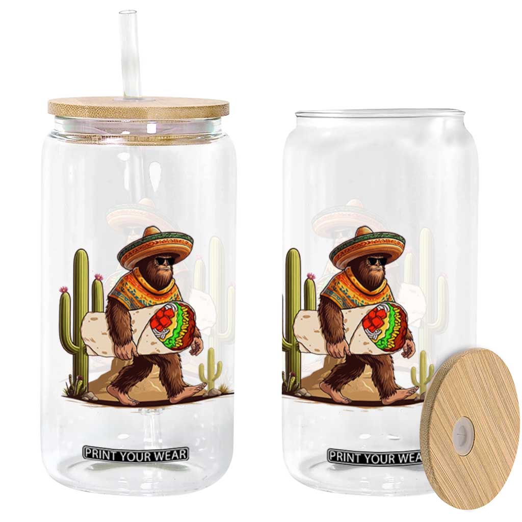 Funny Cinco De Mayo Bigfoot Burrito Lover Gift Glass Can TS12 Print Your Wear
