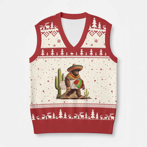 Funny Cinco De Mayo Bigfoot Burrito Lover Gift V-Neck Knit Sweater Vest TS12 Beige Red Print Your Wear