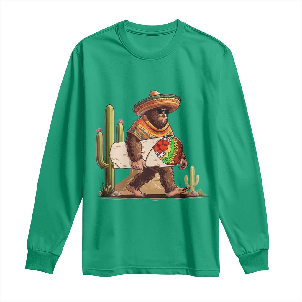 Funny Cinco De Mayo Bigfoot Burrito Lover Gift Long Sleeve Shirt TS12 Irish Green Print Your Wear