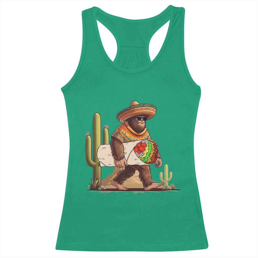 Funny Cinco De Mayo Bigfoot Burrito Lover Gift Racerback Tank Top TS12 Irish Green Print Your Wear
