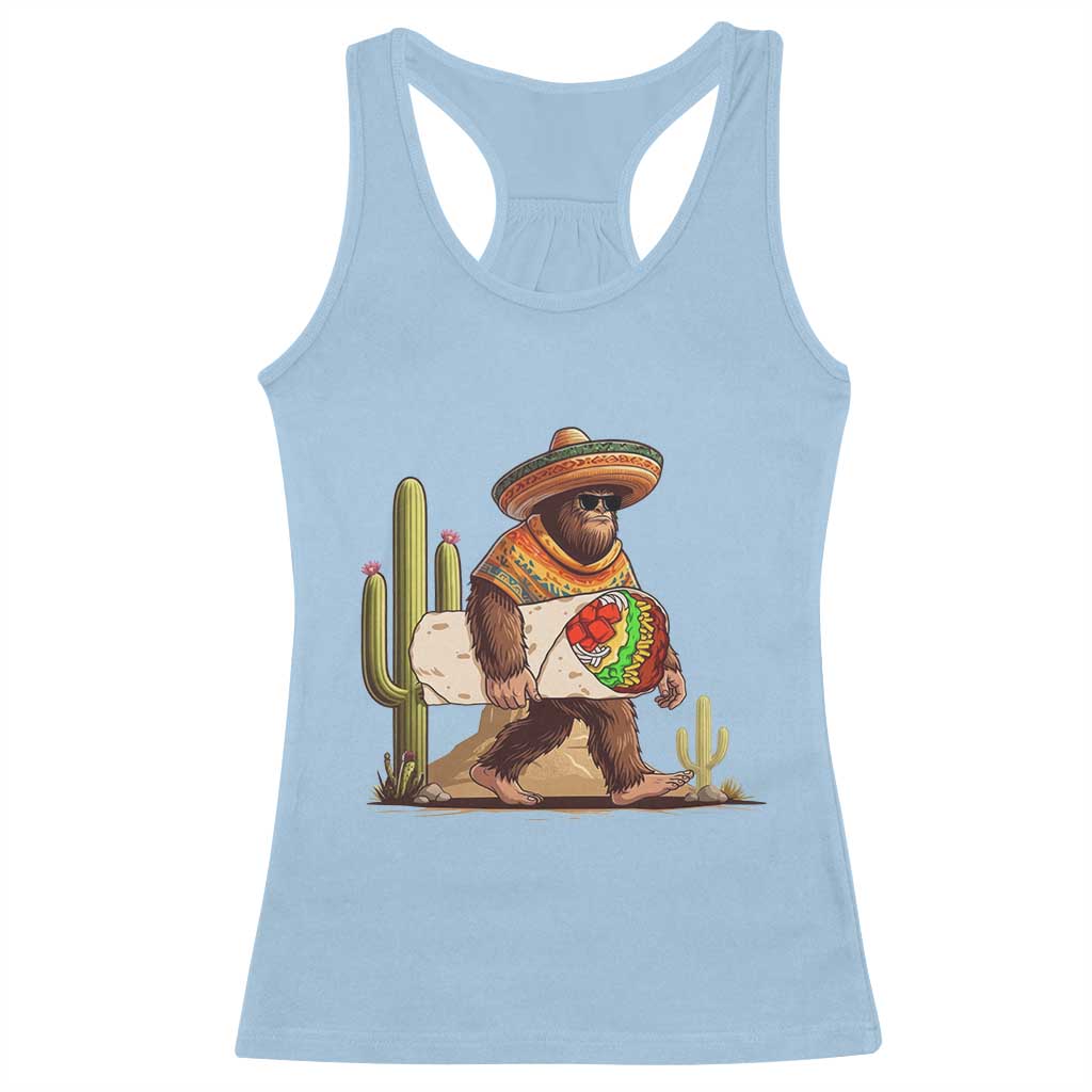 Funny Cinco De Mayo Bigfoot Burrito Lover Gift Racerback Tank Top TS12 Light Blue Print Your Wear