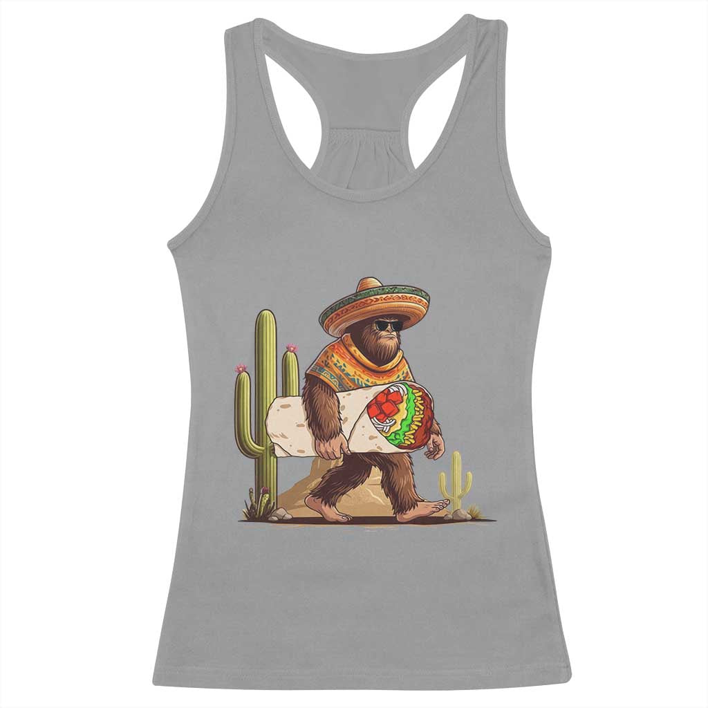 Funny Cinco De Mayo Bigfoot Burrito Lover Gift Racerback Tank Top TS12 Sport Gray Print Your Wear