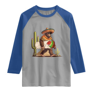 Funny Cinco De Mayo Bigfoot Burrito Lover Gift Raglan Shirt TS12 Sport Gray Royal Print Your Wear