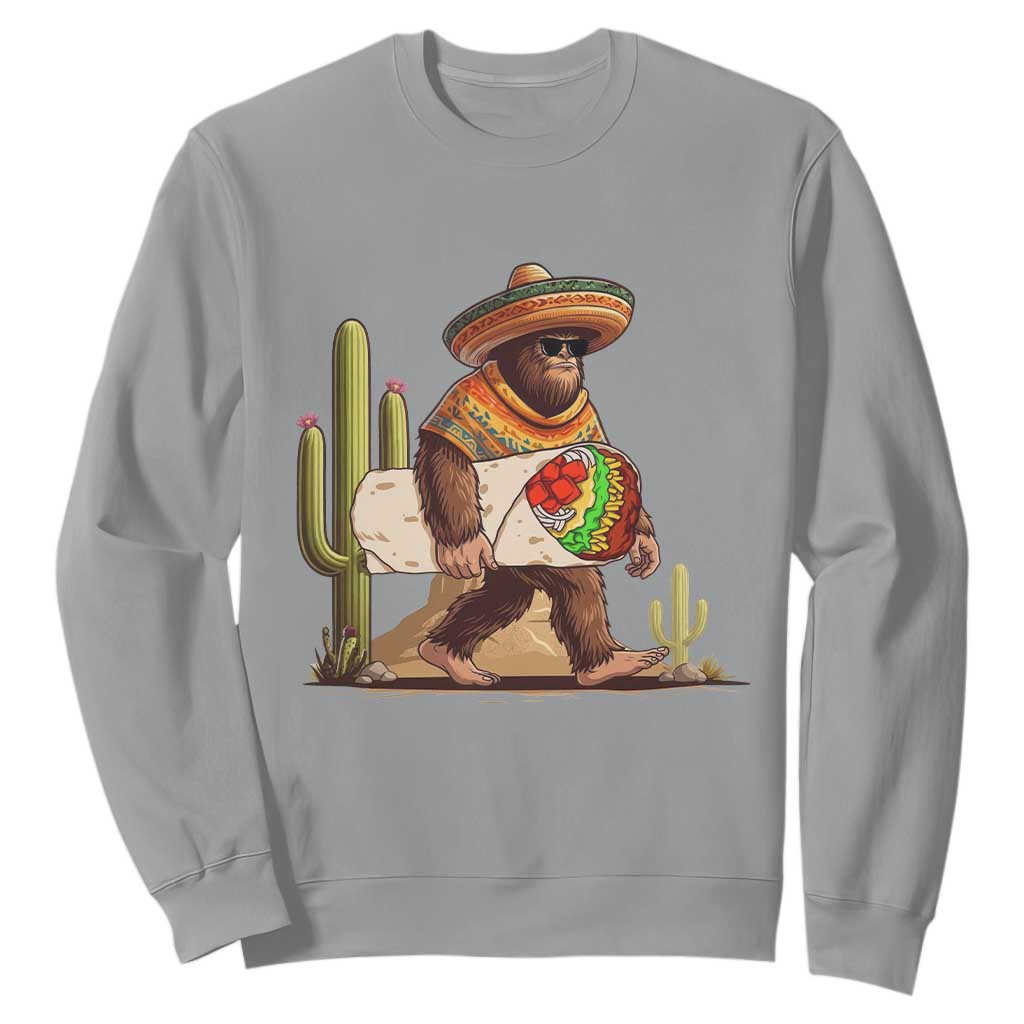 Funny Cinco De Mayo Bigfoot Burrito Lover Gift Sweatshirt TS12 Sport Gray Print Your Wear