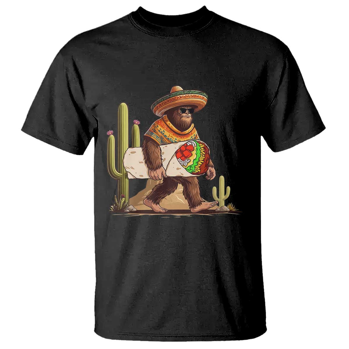 Funny Cinco De Mayo Bigfoot Burrito Lover Gift T Shirt TS12 Black Print Your Wear