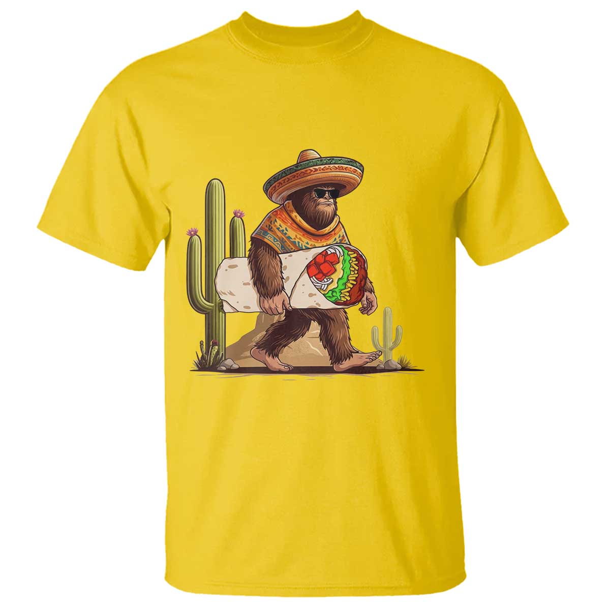 Funny Cinco De Mayo Bigfoot Burrito Lover Gift T Shirt TS12 Daisy Print Your Wear