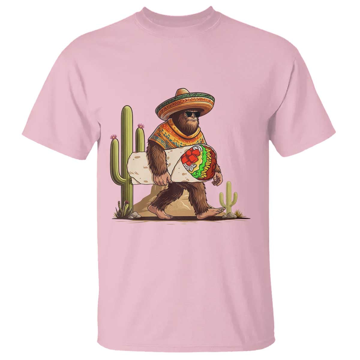 Funny Cinco De Mayo Bigfoot Burrito Lover Gift T Shirt TS12 Light Pink Print Your Wear
