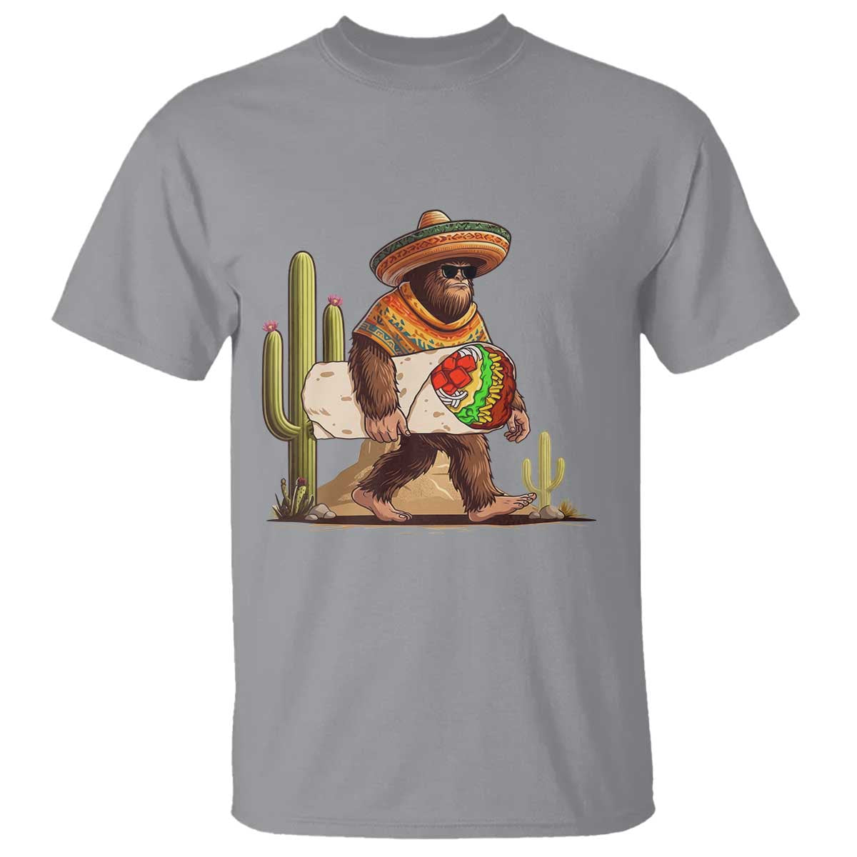 Funny Cinco De Mayo Bigfoot Burrito Lover Gift T Shirt TS12 Sport Gray Print Your Wear