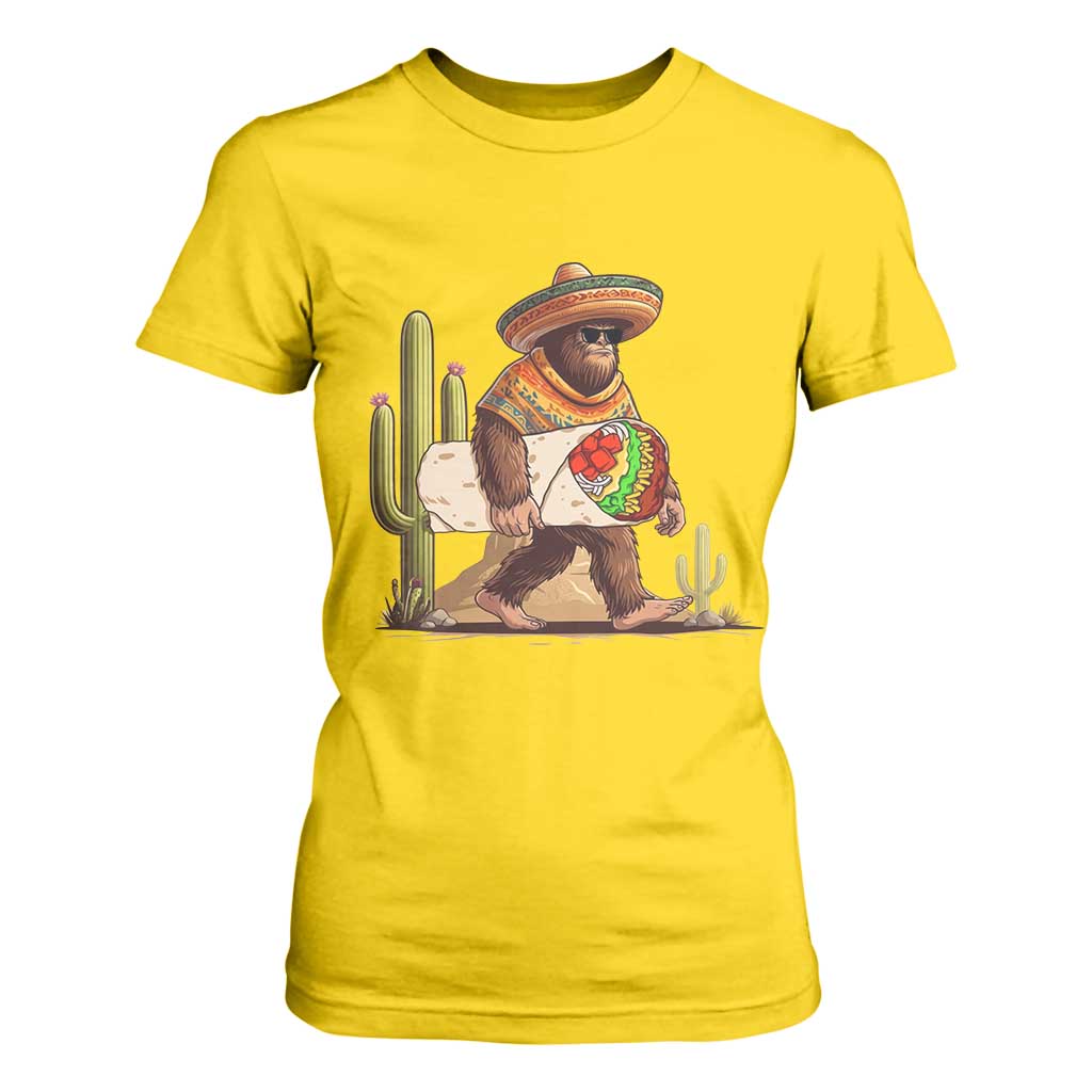 Funny Cinco De Mayo Bigfoot Burrito Lover Gift T Shirt For Women TS12 Daisy Print Your Wear