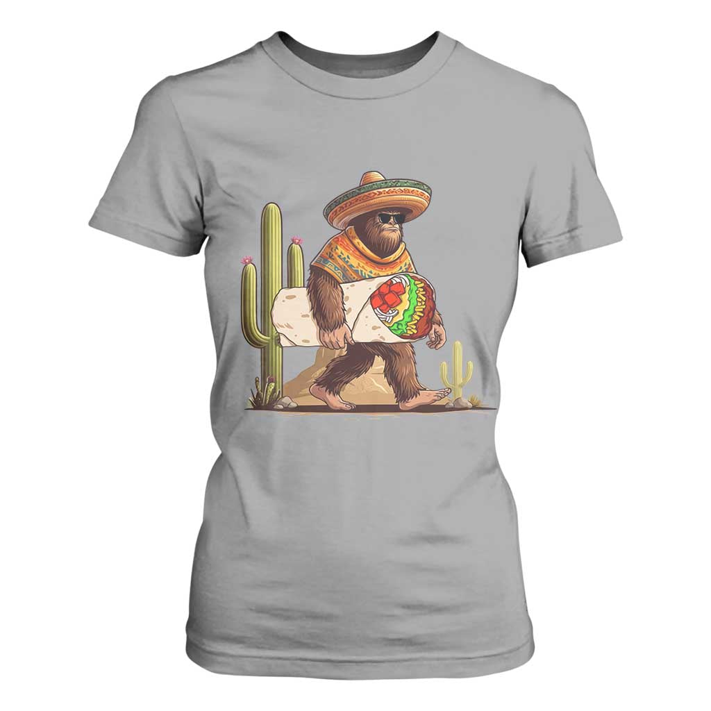 Funny Cinco De Mayo Bigfoot Burrito Lover Gift T Shirt For Women TS12 Sport Gray Print Your Wear