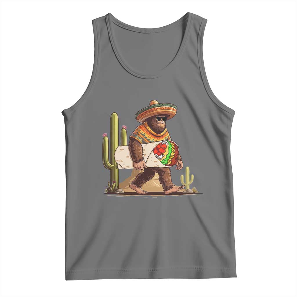 Funny Cinco De Mayo Bigfoot Burrito Lover Gift Tank Top TS12 Black Heather Print Your Wear