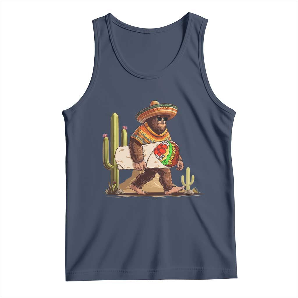 Funny Cinco De Mayo Bigfoot Burrito Lover Gift Tank Top TS12 Navy Print Your Wear