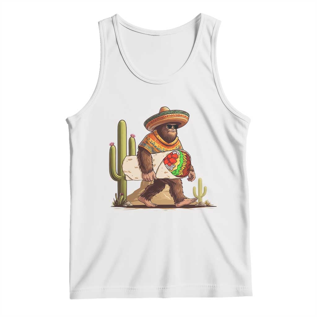 Funny Cinco De Mayo Bigfoot Burrito Lover Gift Tank Top TS12 White Print Your Wear