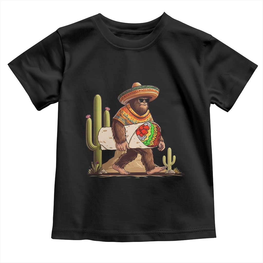 Funny Cinco De Mayo Bigfoot Burrito Lover Gift Toddler T Shirt TS12 Black Print Your Wear