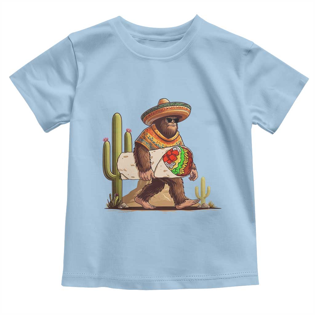 Funny Cinco De Mayo Bigfoot Burrito Lover Gift Toddler T Shirt TS12 Light Blue Print Your Wear