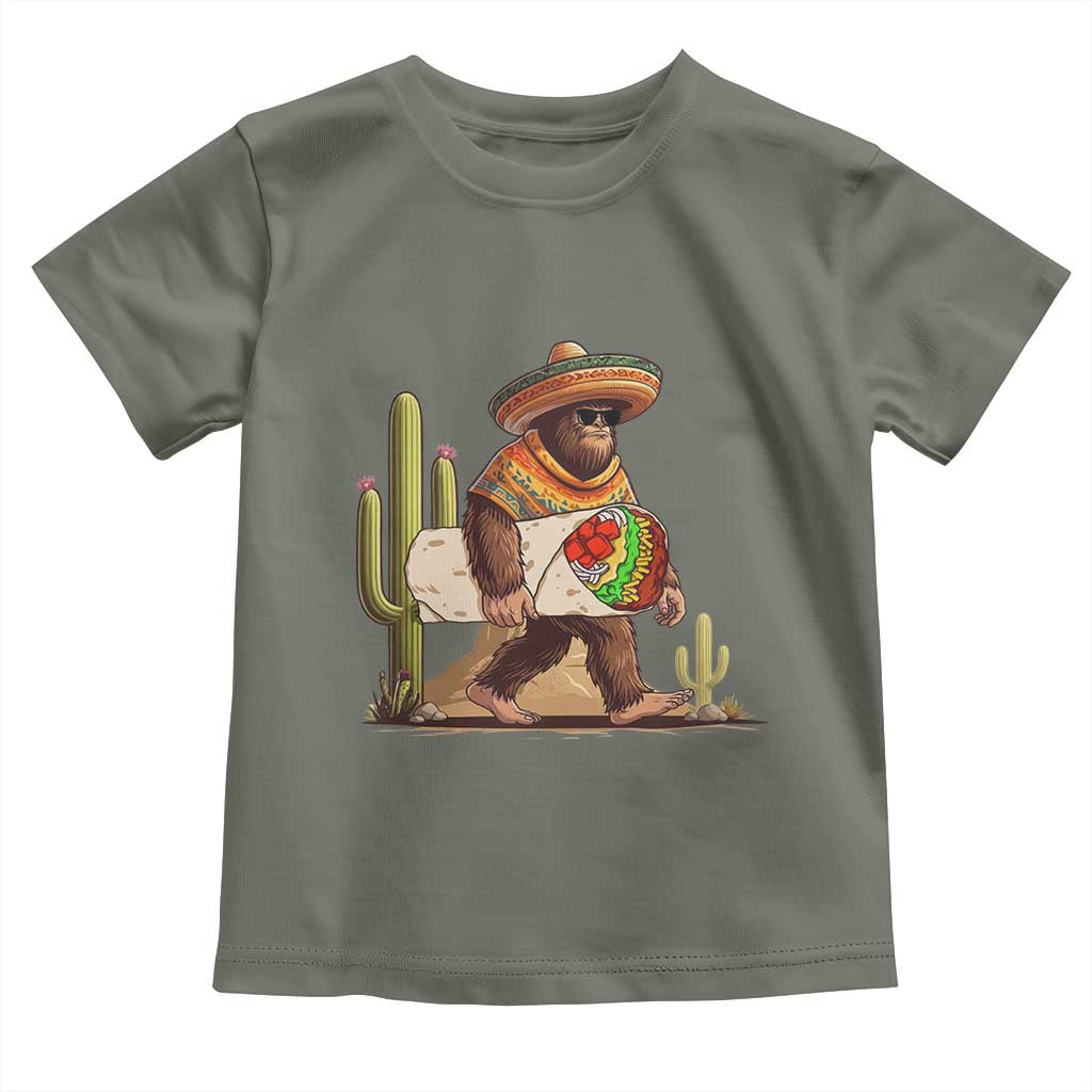Funny Cinco De Mayo Bigfoot Burrito Lover Gift Toddler T Shirt TS12 Military Green Print Your Wear