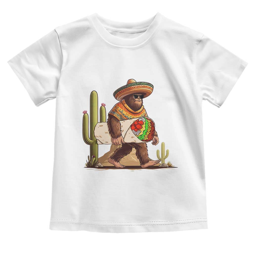 Funny Cinco De Mayo Bigfoot Burrito Lover Gift Toddler T Shirt TS12 White Print Your Wear