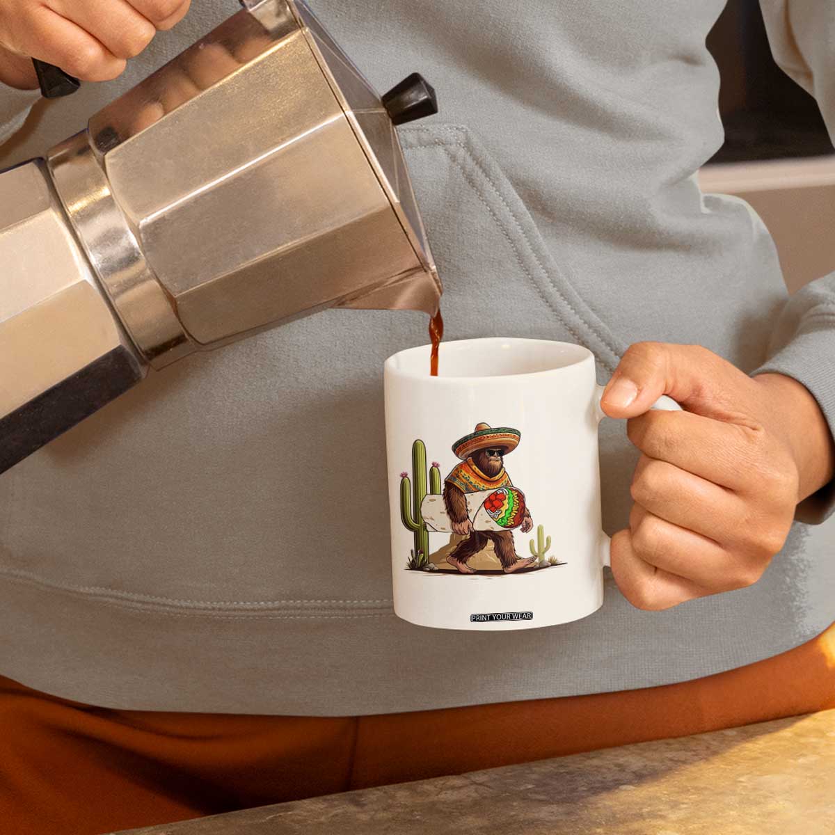 Funny Cinco De Mayo Bigfoot Burrito Lover Gift Coffee Mug TS12 Print Your Wear