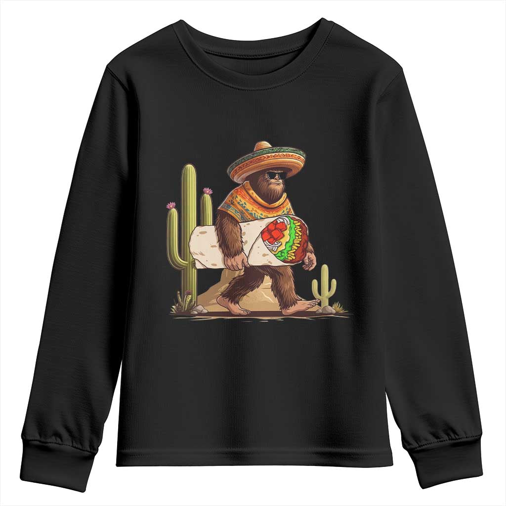 Funny Cinco De Mayo Bigfoot Burrito Lover Gift Youth Sweatshirt TS12 Black Print Your Wear