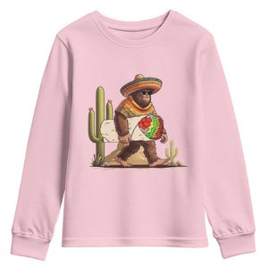 Funny Cinco De Mayo Bigfoot Burrito Lover Gift Youth Sweatshirt TS12 Light Pink Print Your Wear