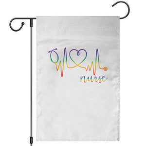 Nurse Heartbeat Rainbow Heart LGBTQ Pride Garden Flag Medical Professional Support TS12 White Print Your Wear