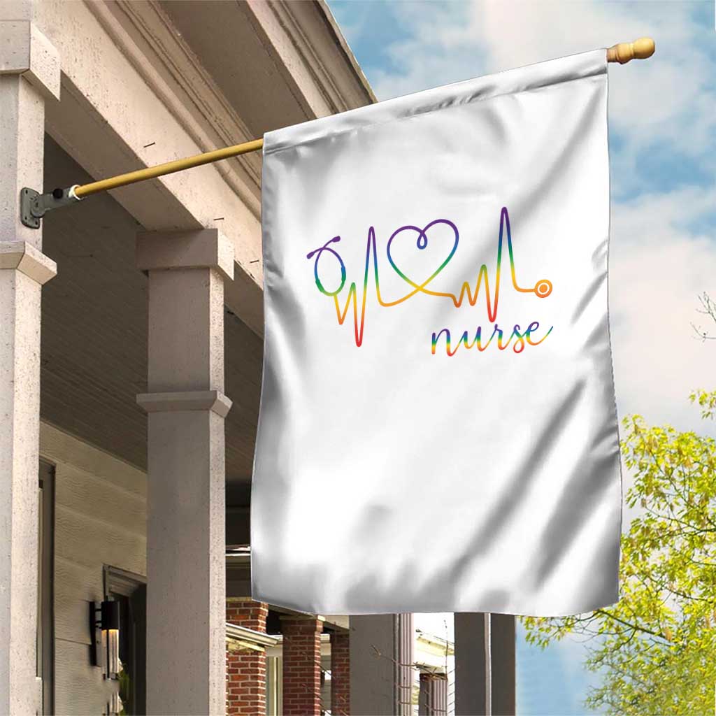 Nurse Heartbeat Rainbow Heart LGBTQ Pride Garden Flag Medical Professional Support TS12 Print Your Wear