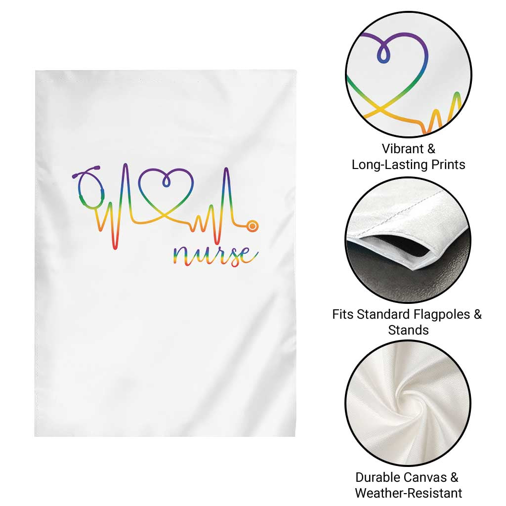 Nurse Heartbeat Rainbow Heart LGBTQ Pride Garden Flag Medical Professional Support TS12 Print Your Wear