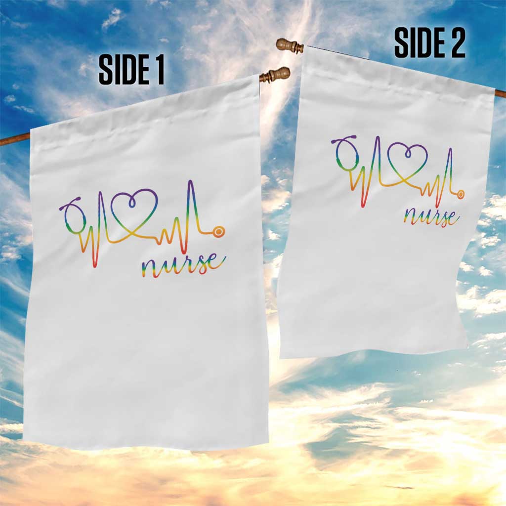 Nurse Heartbeat Rainbow Heart LGBTQ Pride Garden Flag Medical Professional Support TS12 Print Your Wear