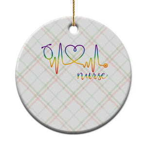 Nurse Heartbeat Rainbow Heart LGBTQ Pride Ceramic Ornament Medical Professional Support TS12 1pc Christmas Plaid Print Your Wear
